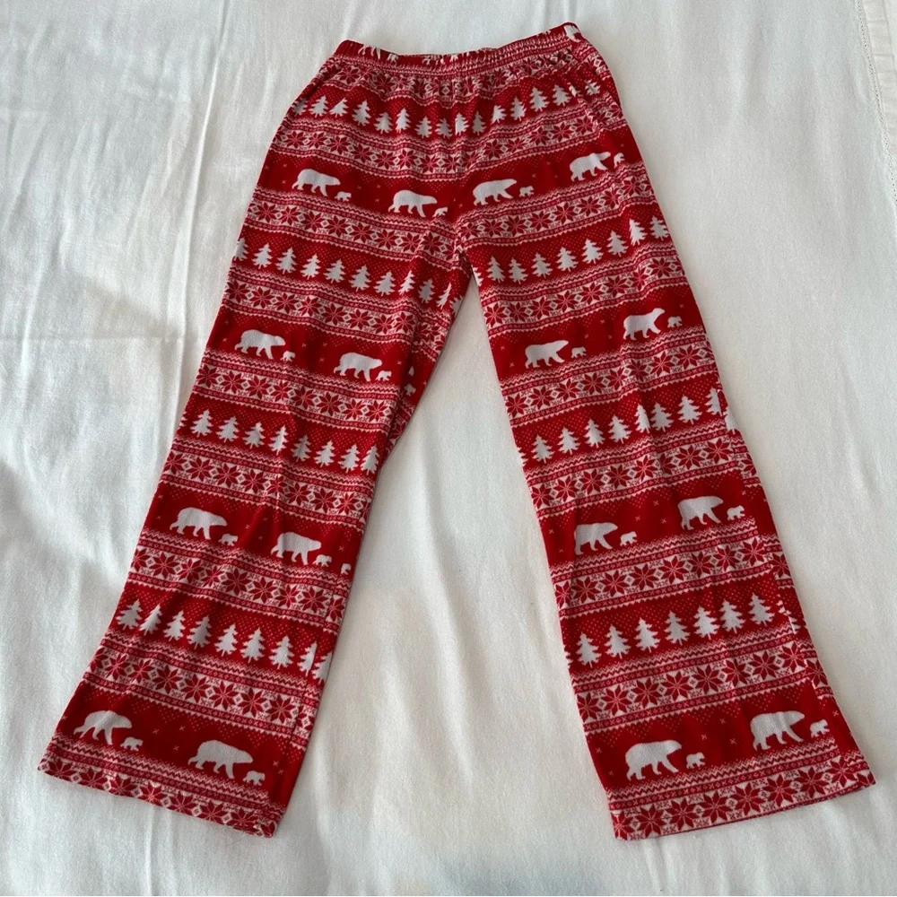 Pajamas Kids Size 8/10 Christmas Holiday Cozy Red Gingham Fairisle Warm Winter